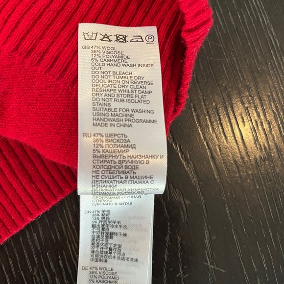 Reiss red turtleneck cashmere blend sweater- S Used - Picture 3 of 3